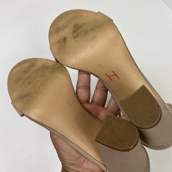 Michael Kors Tan Sascha Sandal Heels Size 8 Block Heel Ankle Strap - Picture 7 of 8